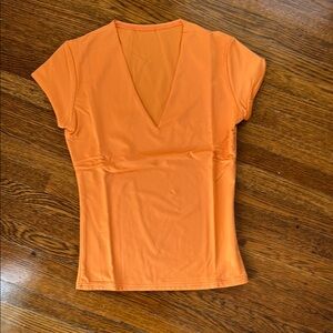 Women's Orange V-Neck Top